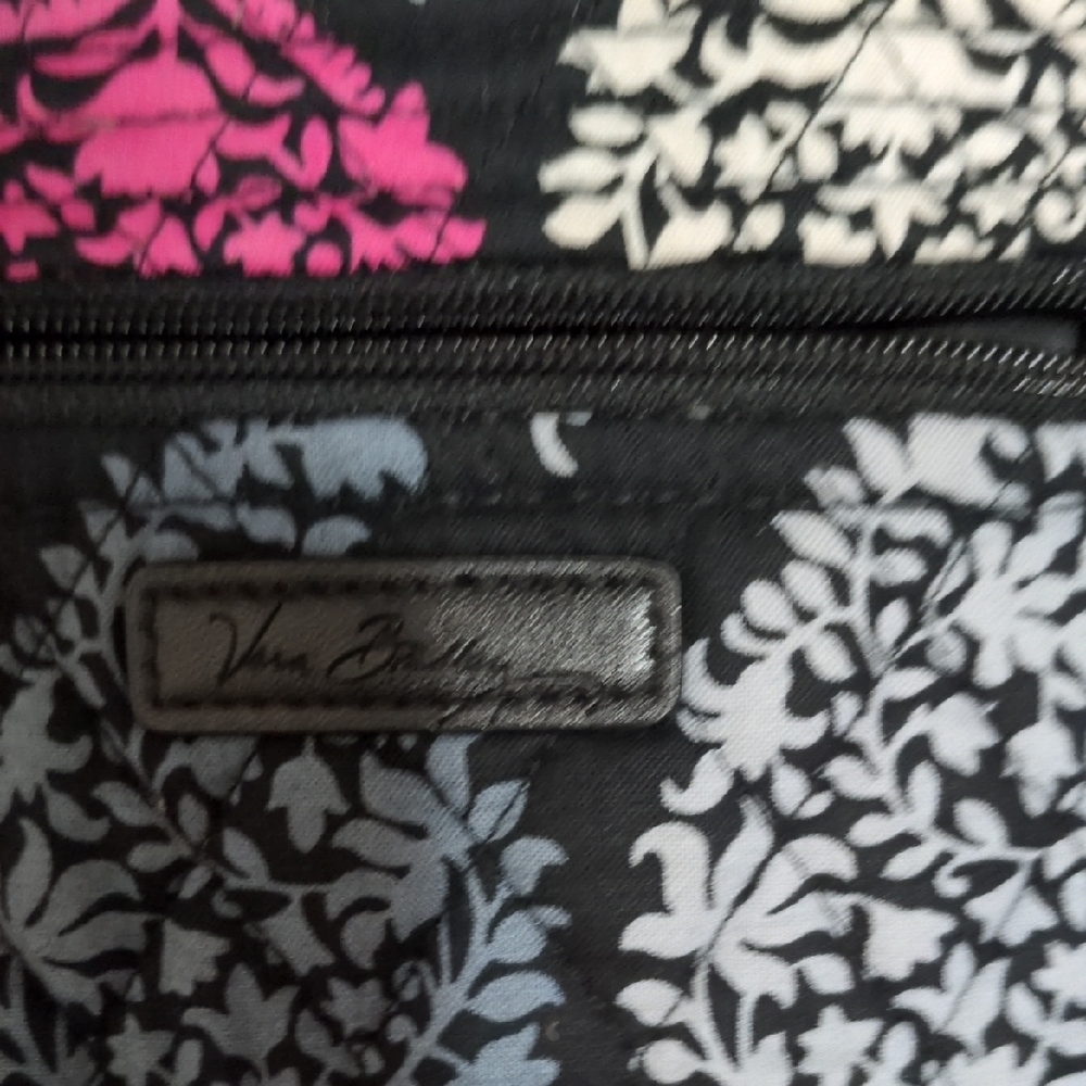Floral Patterned Tote Bag - Black, Pink, White - Picture 2 of 4